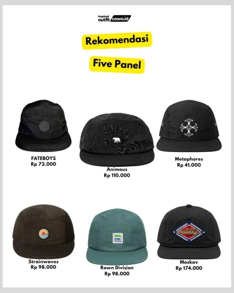 aksesoris - five panel hat